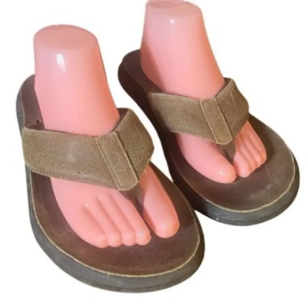 Reef Leather Tan Brown Slip On Sandal Flip Flop Shoes Men’s Sz 9